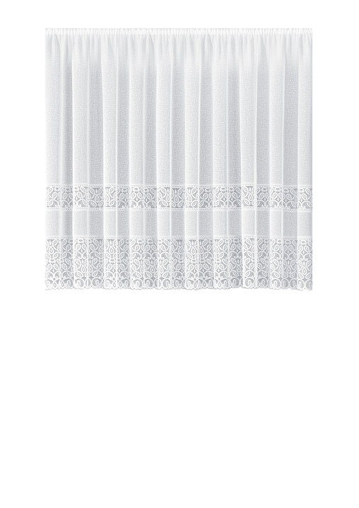 Klassisch - Blumenfenster-Vorhang mit Universalschienenband, in Größe 136 (H120xB250 cm) bis 174 (H160xB500 cm), in Farbe WEISS Ansicht 1