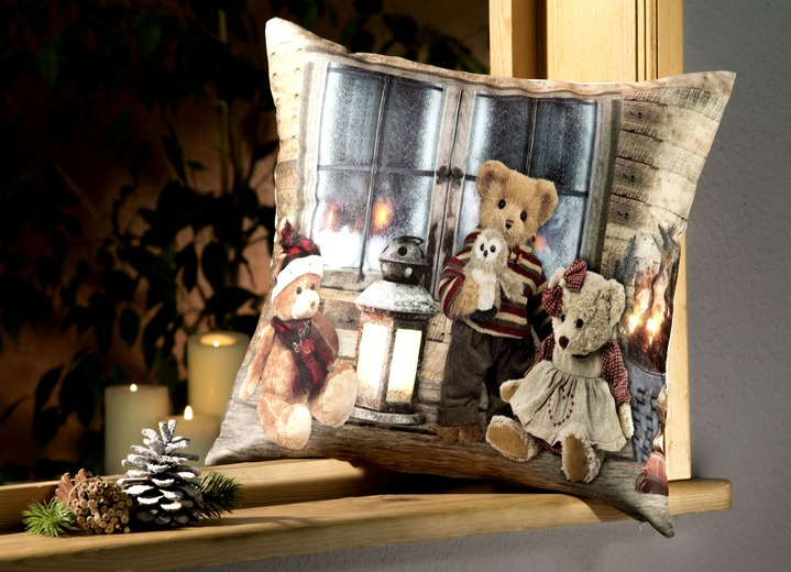 Weihnachtliche Dekorationen - Kissenbezug Teddybären, in Farbe BUNT