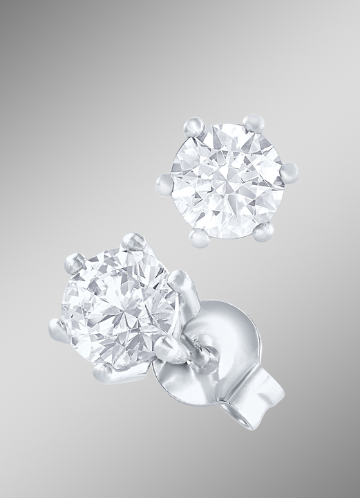 mit Diamanten - Solitär-Ohrstecker mit Brillanten, in Farbe