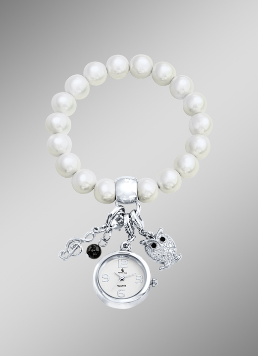 Damen-Modeschmuck - Edelstein-Armband mit Charms, in Farbe , in Ausführung Muschelkernperlen Ansicht 1