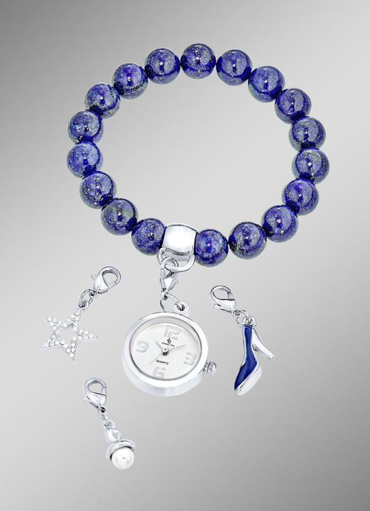 Damen-Modeschmuck - Edelstein-Armband mit Charms, in Farbe , in Ausführung Echt Lapislazuli Ansicht 1