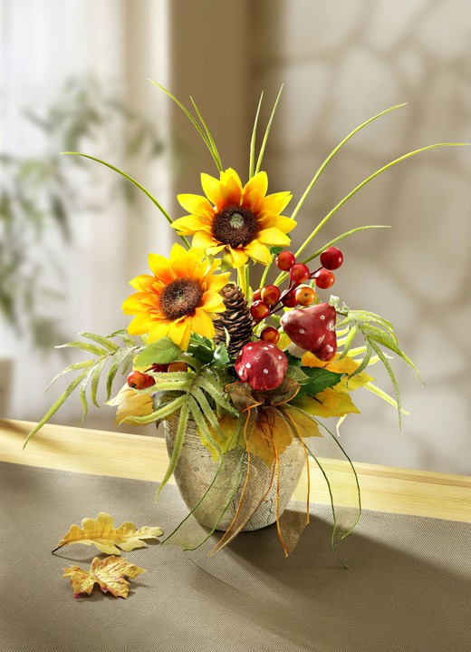 Herbstimpressionen - Sonnenblumengesteck, in Farbe GELB-GRÜN
