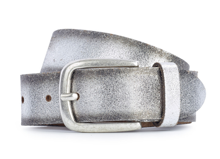Sonstiges - Trendiger Damen-Gürtel, aus Leder, 3 cm breit, in Größe 090 bis 110, in Farbe ANTIKSILBER Ansicht 1