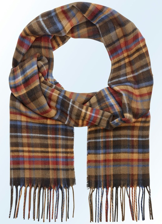 Accessoires    - Ansprechender karierter Schal , in Farbe DUNKELBRAUN-MESSING-TERRAKOTTA-BLAU Ansicht 1