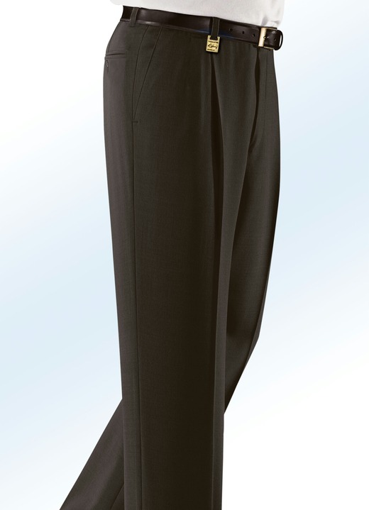 Herrenmode - «Klaus Modelle»-Hose mit Gürtel in 4 Farben , in Größe 024 bis 060, in Farbe DUNKELBRAUN Ansicht 1