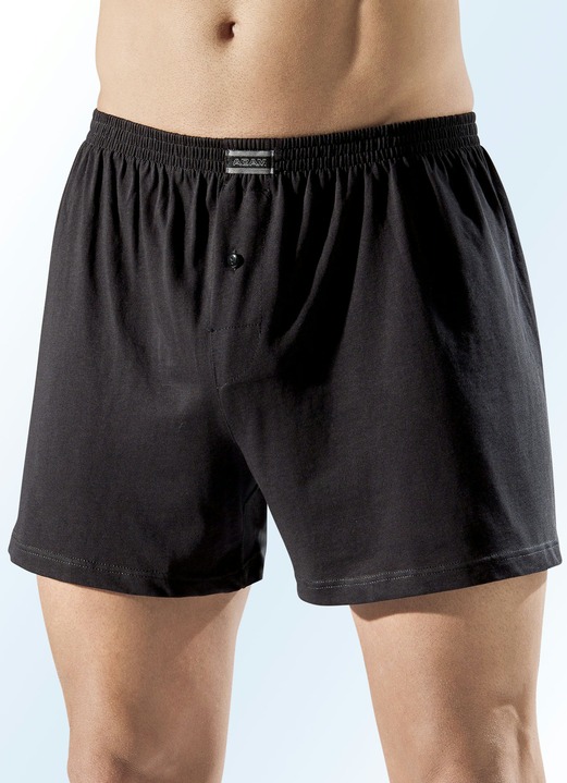 Unterwäsche - Fünferpack Boxershorts aus BIO-Baumwolle mit Eingriff, uni und meliert, in Größe 3XL (9) bis XXL (8), in Farbe 3X SCHWARZ, 2X GRAU MELIERT Ansicht 1