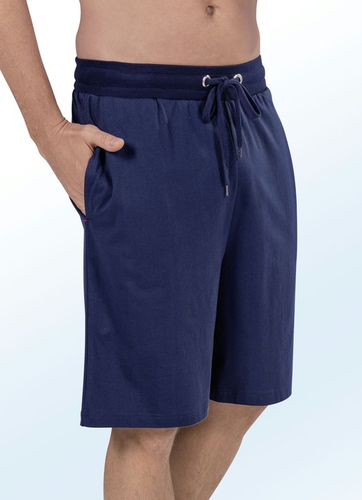 - Zweierpack Pyjama- und Freizeithosen, knielang, in Größe 046 bis 062, in Farbe 1X MARINE, 1X OLIV Ansicht 1