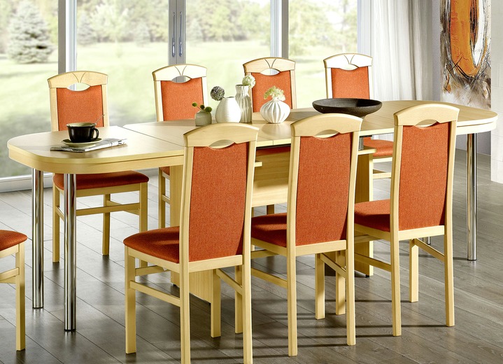 Tische - Verlängerbarer Esstisch mit Melamin-Oberfläche, in Farbe BUCHE