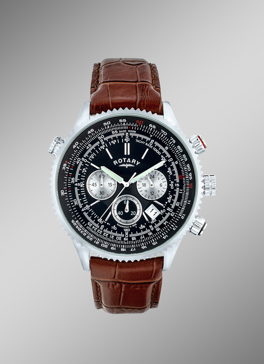 - Klassischer Chronograph mit Edelstahlgehäuse, in Farbe SCHWARZ Ansicht 1