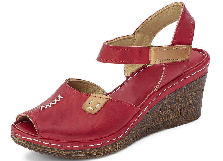 Komfortschuhe - Gemini Sandalette aus schattiertem Rind-Nappaleder, in Größe 036 bis 041, in Farbe ROT-COGNAC Ansicht 1