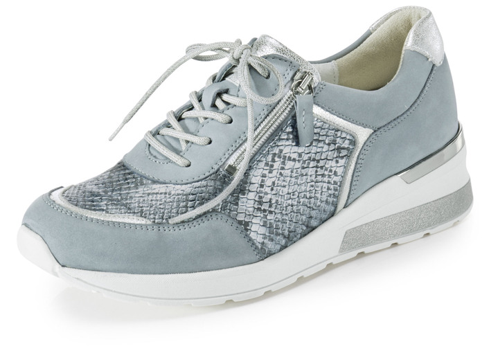 Komfortschuhe - Waldläufer, bequeme Damen-Schnürschuhe, Weite H, mit herausnehmbarem Fussbett, in Größe 4 1/2 bis 9, in Farbe BLEU-MATTSILBER Ansicht 1