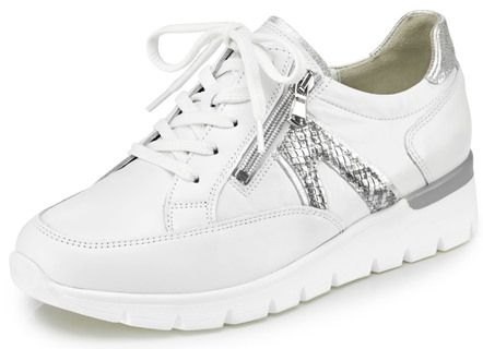 Waldläufer Schnürschuh mit geprägten Einsätzen in Altsilber