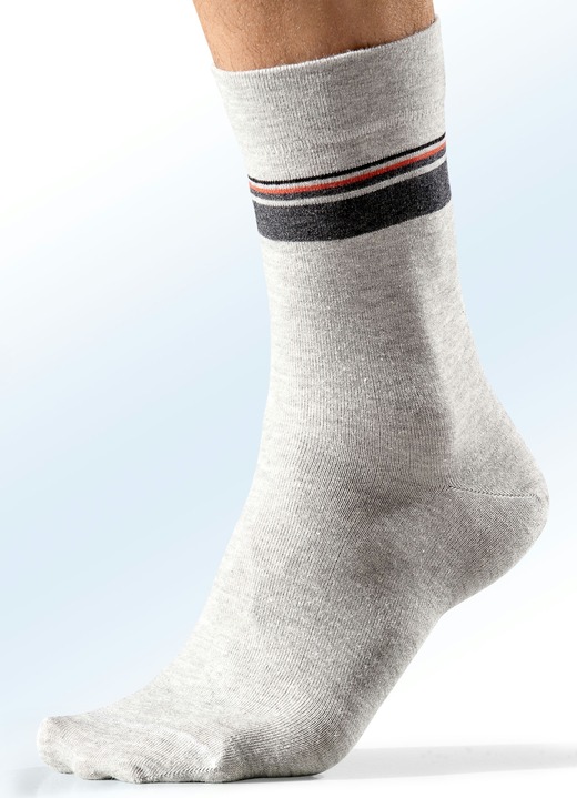 Unterwäsche - Fünferpack Socken, Schaft und Bund extra weit, in Größe 001 (Schuhgrösse 39-42) bis 003 (Schuhgrösse 47-50), in Farbe 2X HELLGRAU, 3X ANTHRAZIT Ansicht 1