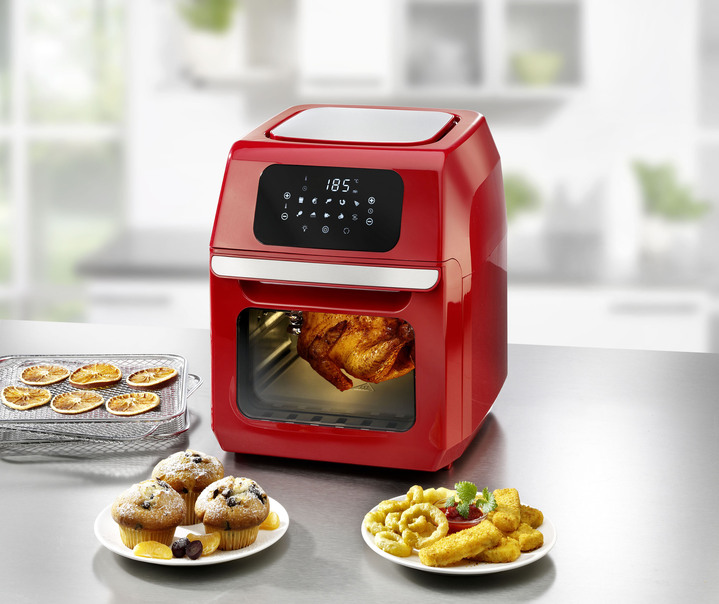 Kochen & Grillen - Digitale Heissluft-Fritteuse mit Grillfunktion, in Farbe ROT