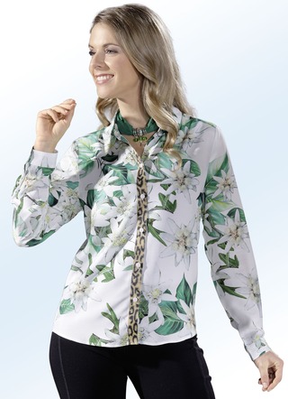 Bluse mit effektvollem Tierfell-Besatz