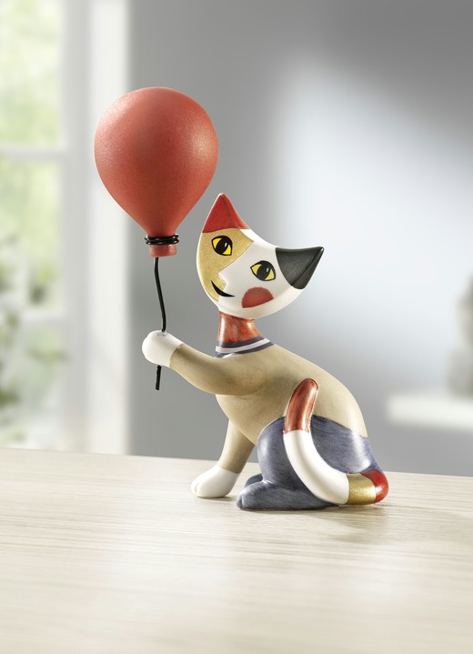 - Goebel Katze mit Luftballon, von Hand gefertigt, in Farbe BUNT
