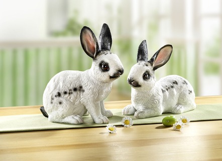 Hasen aus Polyresin, 2er-Set