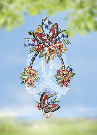 Fensterbild Schmetterling aus Plauener Spitze