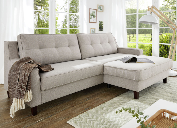 - Frei im Raum aufstellbare Polsterecke, in Farbe BEIGE, in Ausführung Polsterecke, 256x150 cm