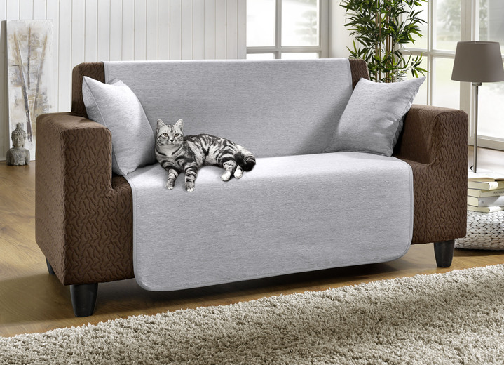 Heimtextilien - Unempfindliche Sessel-,Couch- und Armlehnenschoner aus Chenille, in Größe 101 (Sesselschoner, 50x150 cm) bis 905 (2 Kissenbezüge, 40x 40 cm), in Farbe SILBER Ansicht 1