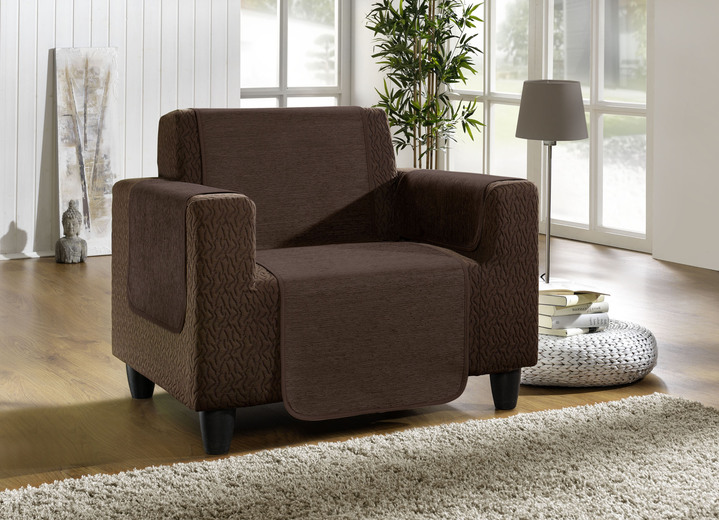 Wohnaccessoires - Wohnaccessoires aus hochwertigem Chenille, in Größe 101 (Sesselschoner, 50x150 cm) bis 905 (Kissenbezüge, 2er-Set, 40x40 cm), in Farbe BRAUN Ansicht 1