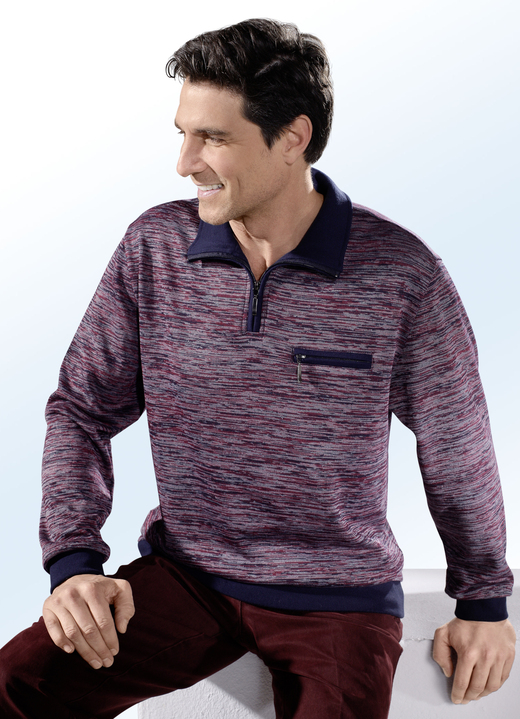 Hemden, Pullover & Shirts - Troyer mit kurzem Reißverschluss Hemden, Pullover & Shirts - Troyer mit kurzem Reißverschluss, in Größe 046 bis 062, in Farbe MARINE-BORDEAUX-ECRU