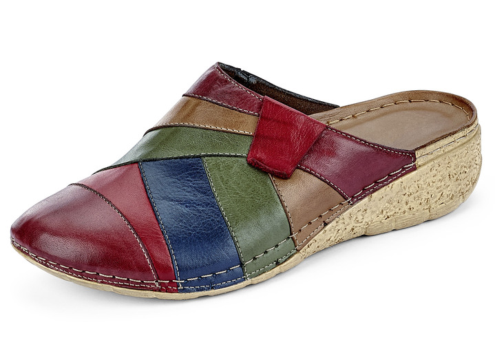 Komfortschuhe - Gemini Clog aus schattiertem Rind-Nappaleder, in Größe 036 bis 042, in Farbe BORDEAUX-MULTICOLOR