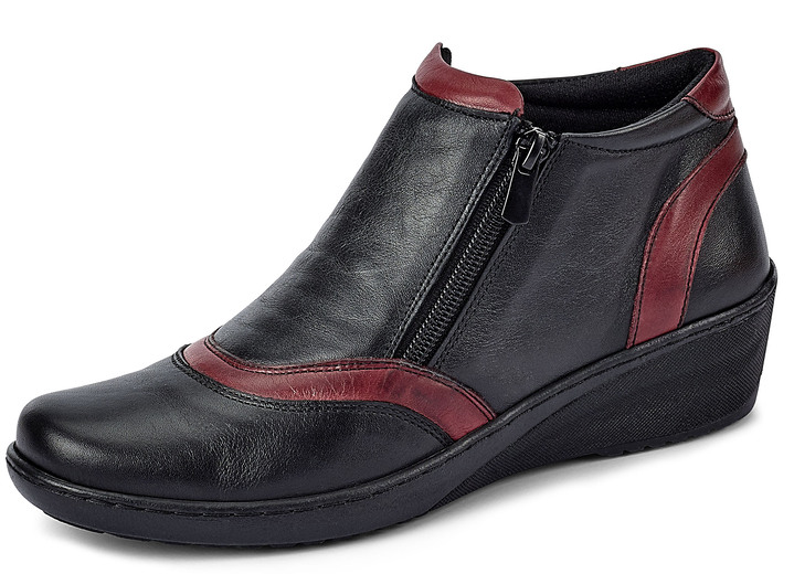 Komfortschuhe - Gemini, bequeme Damen-Boots, Weite H, mit herausnehmbarem Fussbett, in Größe 036 bis 042, in Farbe SCHWARZ-CHIANTI Ansicht 1