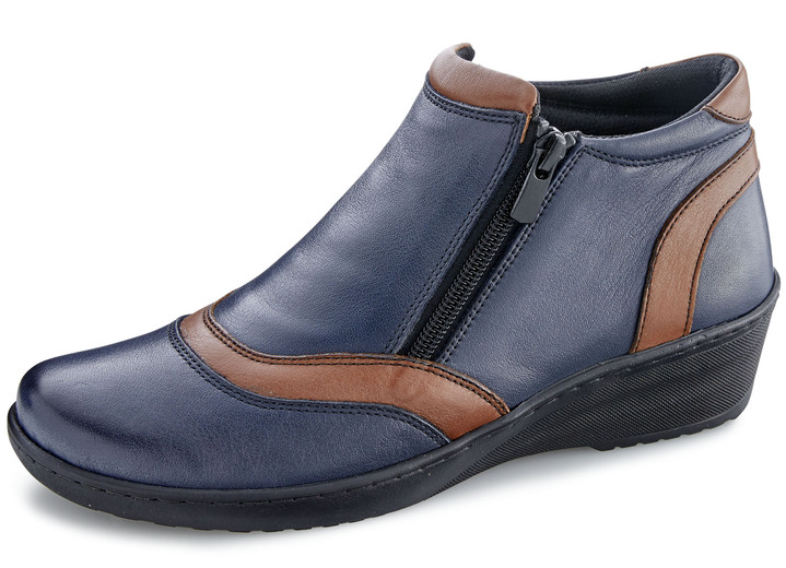 Komfortschuhe - Gemini, bequeme Damen-Boots, Weite H, mit herausnehmbarem Fussbett, in Größe 036 bis 042, in Farbe MARINE-BRAUN Ansicht 1