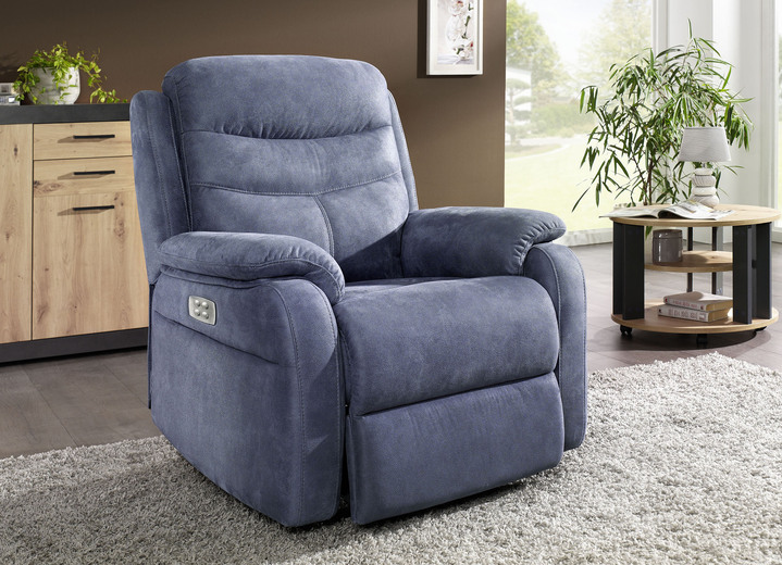TV- & Relaxsessel - Elektrisch verstellbarer TV-Sessel mit Motor und Aufstehhilfe, in Farbe BLAU-GRAU Ansicht 1