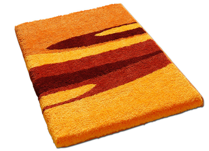 - «Grund» Badgarnitur in verschiedenen Farben, in Größe 100 (Vorleger halbrund, 50/ 80 cm) bis 112 (WC-Deckelbezug, 47/ 50 cm), in Farbe TERRA
