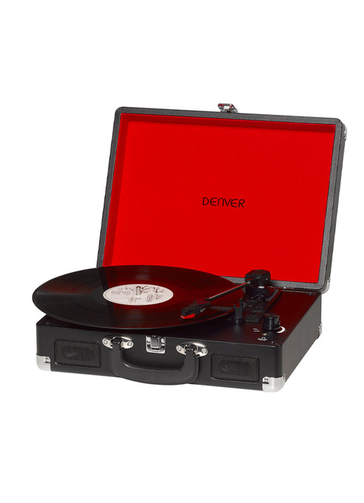 Nostalgie - Denver VPL-120 Koffer-Plattenspieler mit Digitalisierungsfunktion, in Farbe SCHWARZ Ansicht 1