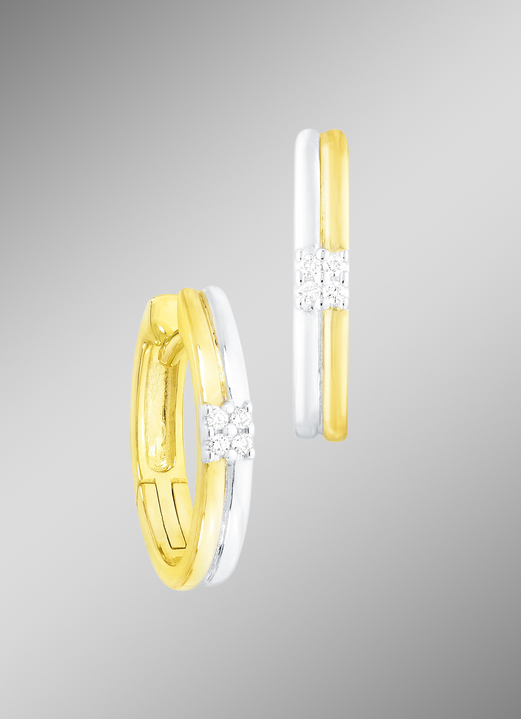 mit Diamanten - Zeitlose Creolen in Bicolor mit Brillanten, in Farbe