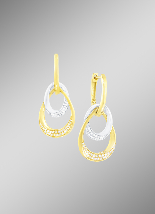 mit Diamanten - Eleganter Bicolor-Ohrring mit 98 Brillanten, in Farbe  Ansicht 1