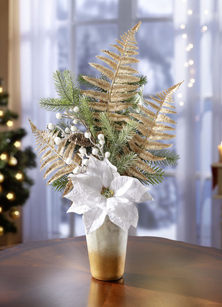 Poinsettia-Gesteck in Vase