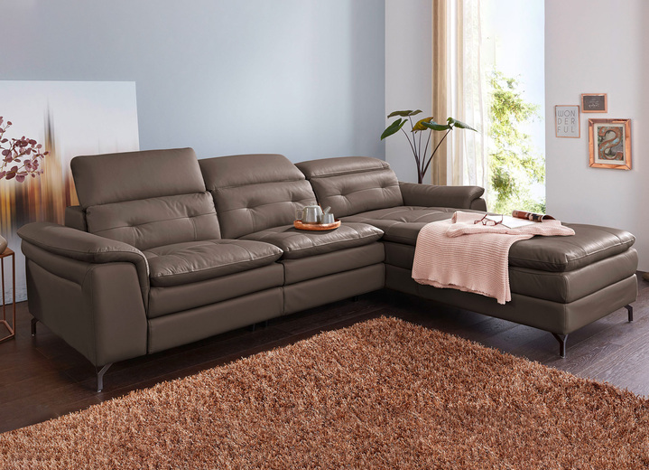 Funktions-Polstermöbel - Leder-Polsterecke mit Relax-Funktion, in Farbe BRAUN Ansicht 1