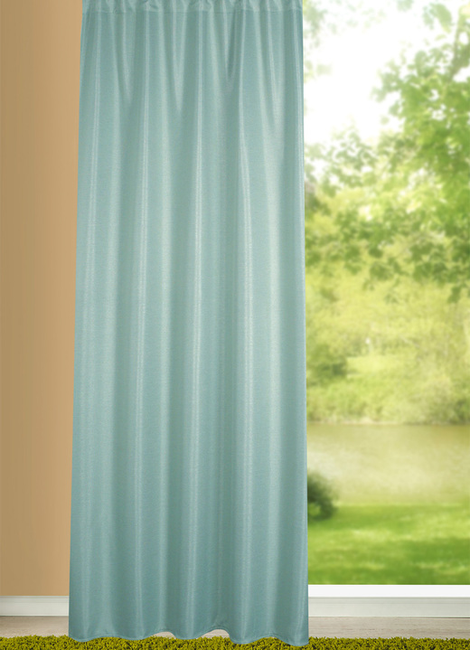 Klassisch - Blickdichter Verdunkelungsschal in strukturierter Leinenoptik, in Größe 365 (H145xB135 cm) bis 458 (H245xB135 cm), in Farbe MINT Ansicht 1