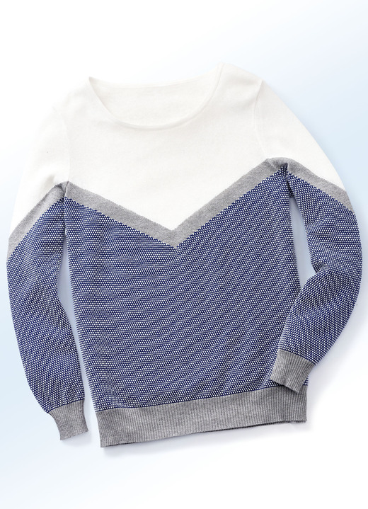 - Pullover mit dezenten Glitzerakzenten, in Größe 036 bis 050, in Farbe ECRU-MARINE-GRAU
