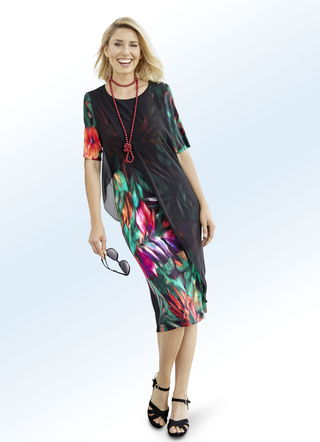 Kleid mit transparentem Chiffon