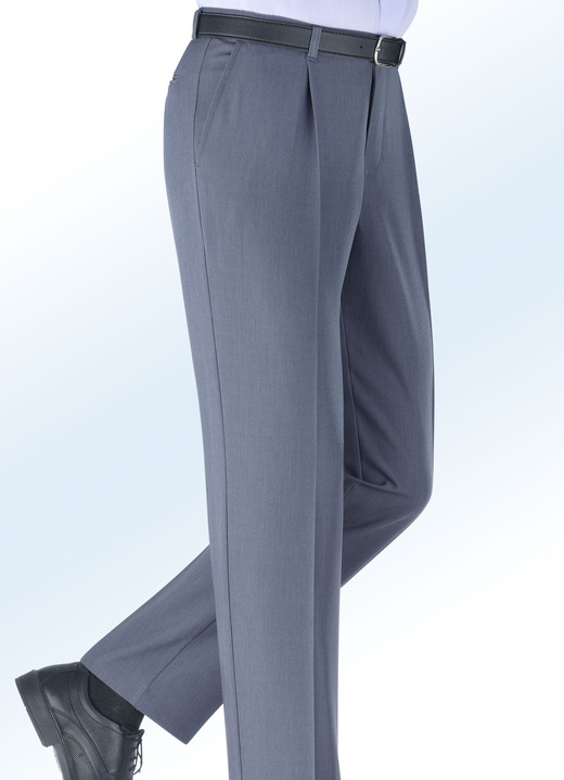 Herrenmode - Melierte Dehnbund-Unterbauch-Hose, in Größe 025 bis 064, in Farbe RAUCHBLAU Ansicht 1