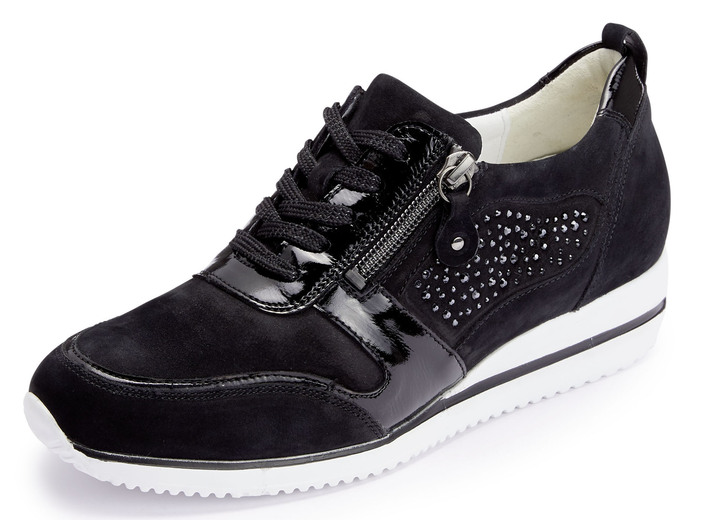 Komfortschuhe - Waldläufer, bequeme Damen-Schnürschuhe, Weite H, mit herausnehmbarem Fussbett, in Größe 3 1/2 bis 8, in Farbe SCHWARZ Ansicht 1