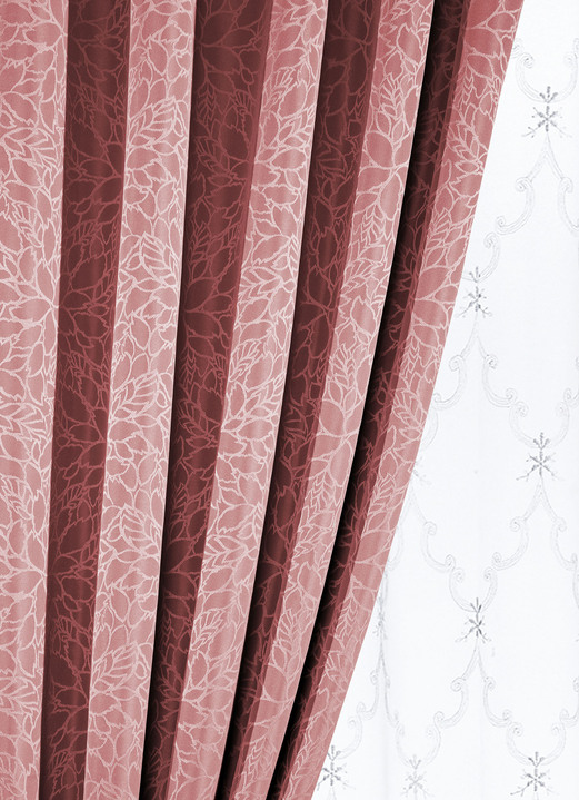Klassisch - Übervorhang-Garnitur mit Universalschienenband, in Größe 365 (145x135 cm) bis 899 (2er-Pack Raffhalter, 70 cm), in Farbe FRAISE Ansicht 1