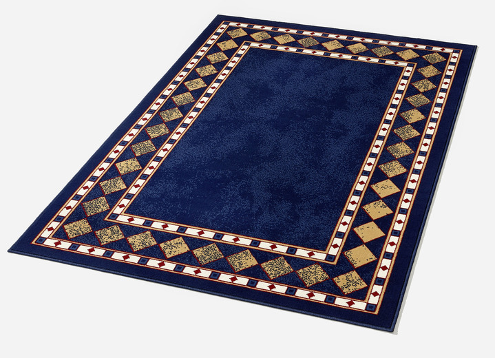 Klassisch - Dicht gewebte Brücken und Teppiche mit Jute-Rückseite, in Größe 111 (Brücke, 60x110 cm) bis 288 (Teppich, 240x330 cm), in Farbe BLAU Ansicht 1