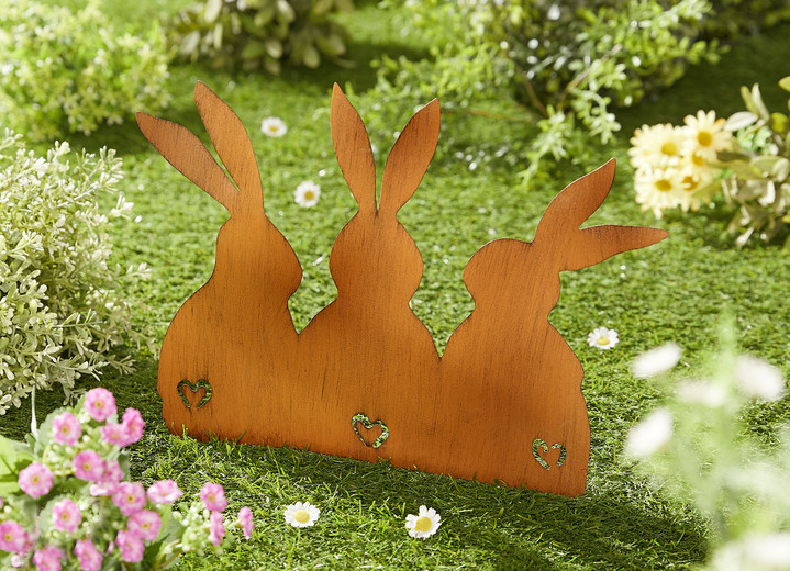 Gartendekoration - Hasen aus Metall in Rostbraun, in Farbe BRAUN Ansicht 1