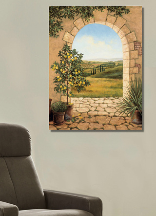 Leinwandbild „Zitronenbaum vorm Torbogen“