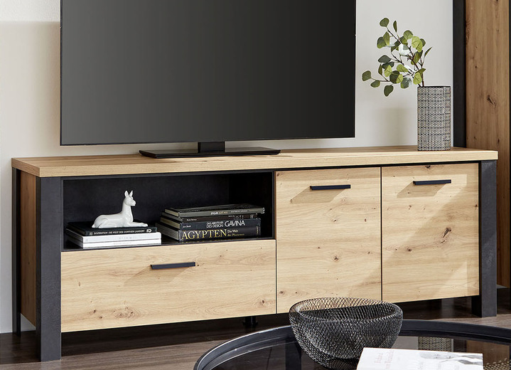 Regale & Schränke - Moderne Wohnzimmermöbel, in Farbe ASTEICHE-SCHW., in Ausführung TV-Lowboard Ansicht 1