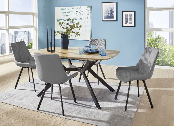 - Designer Essgruppe, 5-teilig, in Farbe EICHE-DUNKELGRAU