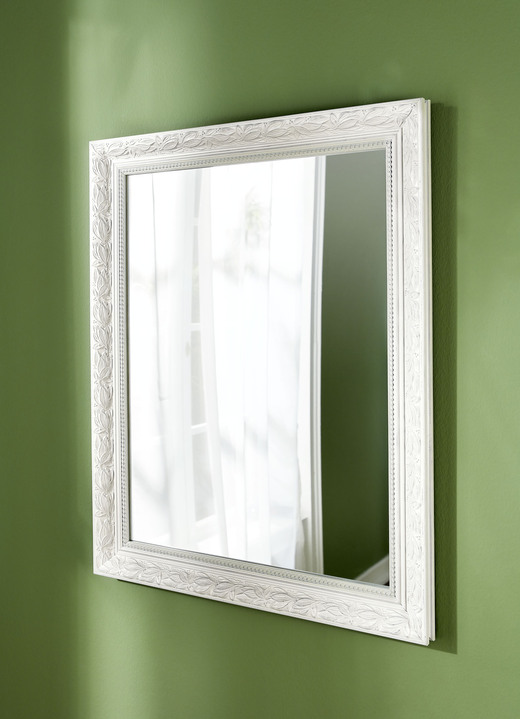 Garderobenmöbel - Glamouröser Spiegel mit auffallenden Ornamenten, in Farbe WEIß Ansicht 1
