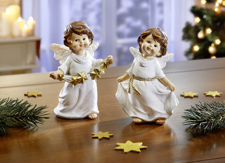 - Engel mit goldenem Gürtelband, 2er-Set, in Farbe WEISS-GOLD Ansicht 1