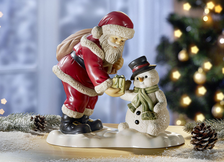 - Weihnachtsmann mit Schneemann, in Farbe BUNT